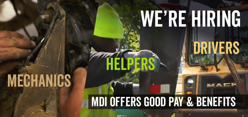 MDI Mechanic, MDI waste management helper and MDI truck.