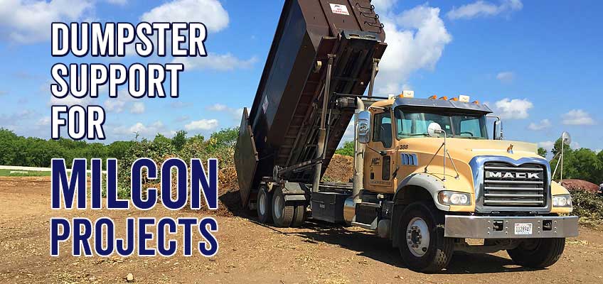 MDi offers dumpster support for MILCON projects.
