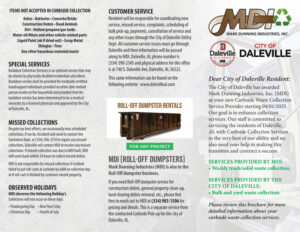MDI Daleville curbside garbage pickup guide.